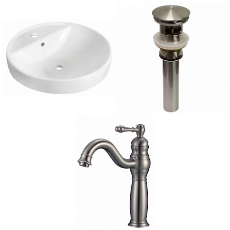 18.25-in. W Drop In White Vessel Set For 1 Hole Center Faucet